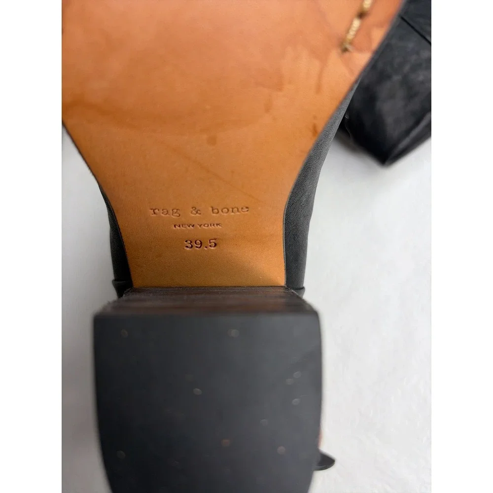 Rag & Bone Newbury Rear Zip Block Heel Ankle Boots Size 39.5 Almond‎ Toe